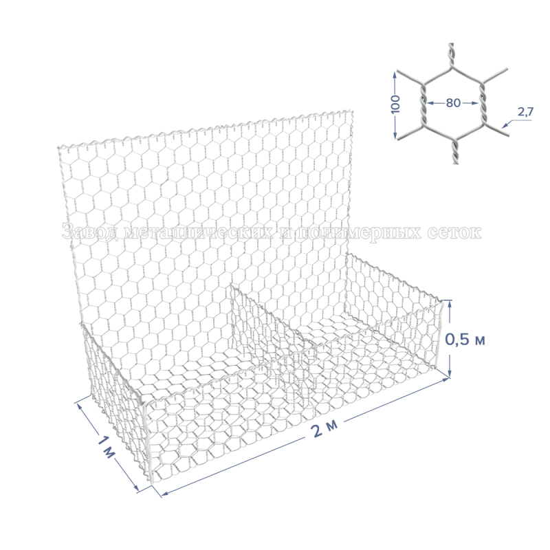 ГАБИОН ГСИ-К-2х1х0,5-С80-2,7Ц