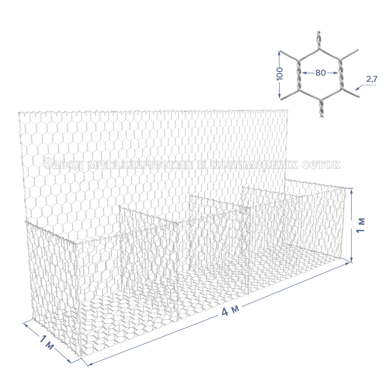 ГАБИОН ГСИ-К-4х1х1-С80-2,7-Ц
