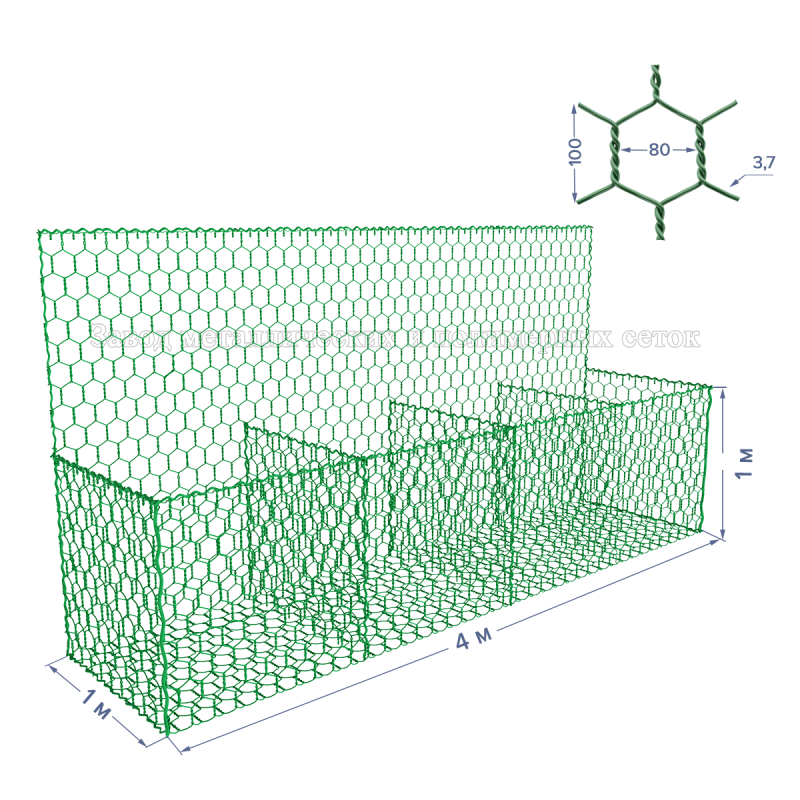 ГАБИОН ГСИ-К-4х1х1-С80-2,7/3,7-ЦП