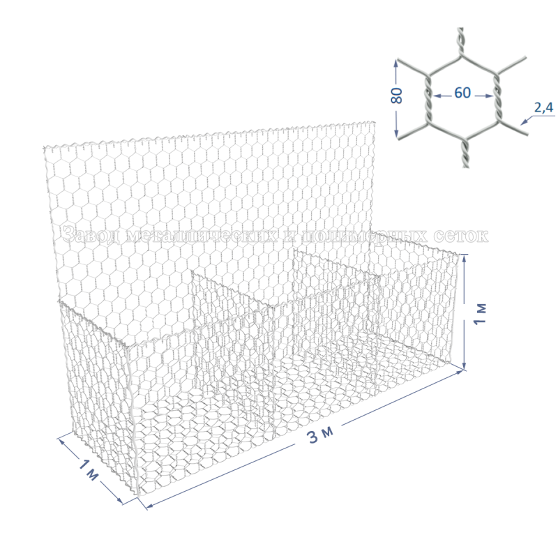 ГАБИОН ГСИ-К-3х1х1-С60-2,4-Ц