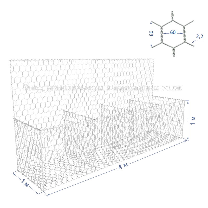 ГАБИОН ГСИ-К-4х1х1-С60-2,2-Ц