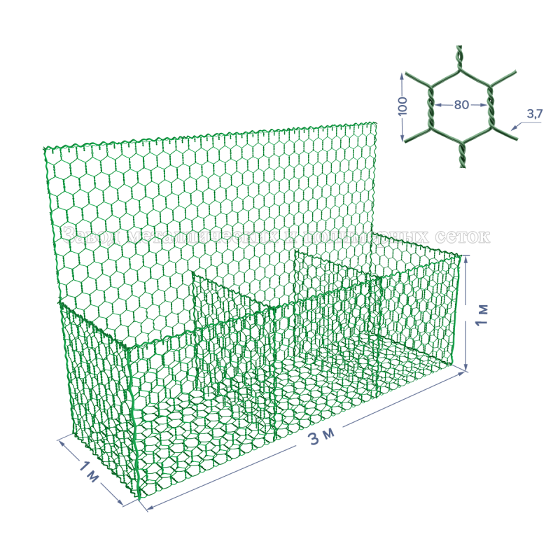 ГАБИОН ГСИ-К-3х1х1-С80-2,7/3,7-ЦП