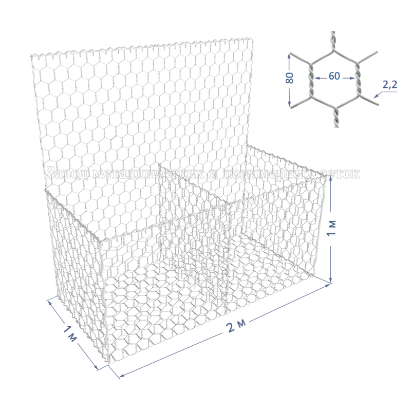 ГАБИОН ГСИ-К-2х1х1-С60-2,2-Ц