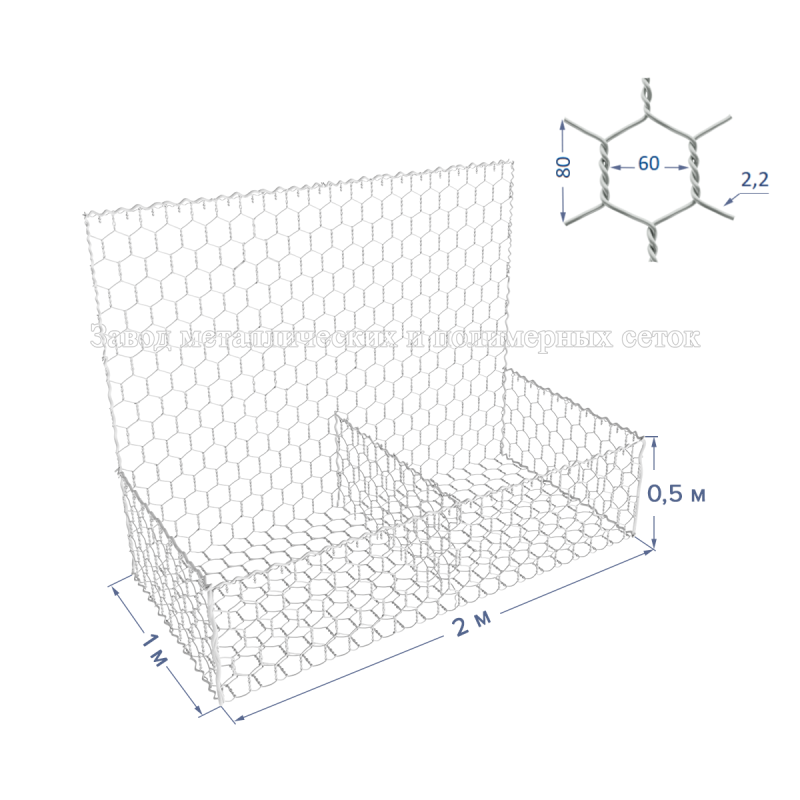 ГАБИОН ГСИ-К-2х1х0,5-С60-2,2Ц